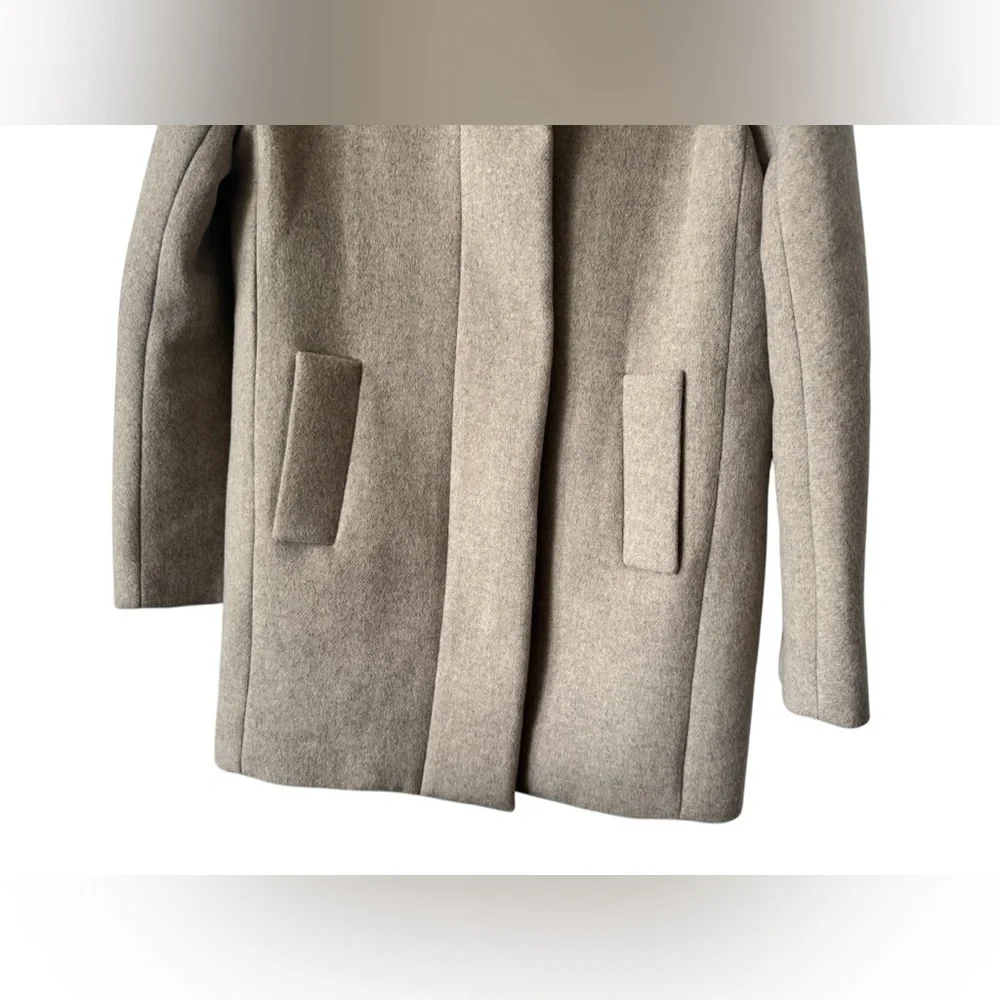 J. Crew Tan Beige Wool Blend City Coat Mid length Womens Sz 0P - Picture 6 of 11